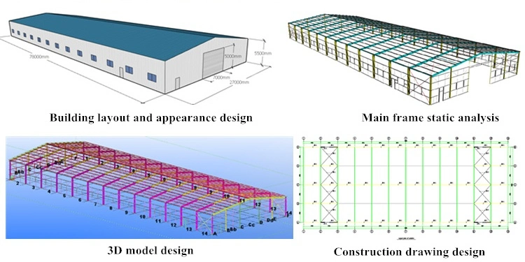 Steel Structure Hangar Prefabricated Hot Rolled Galvanized Warehouse Building Shed with H Section Frame Part